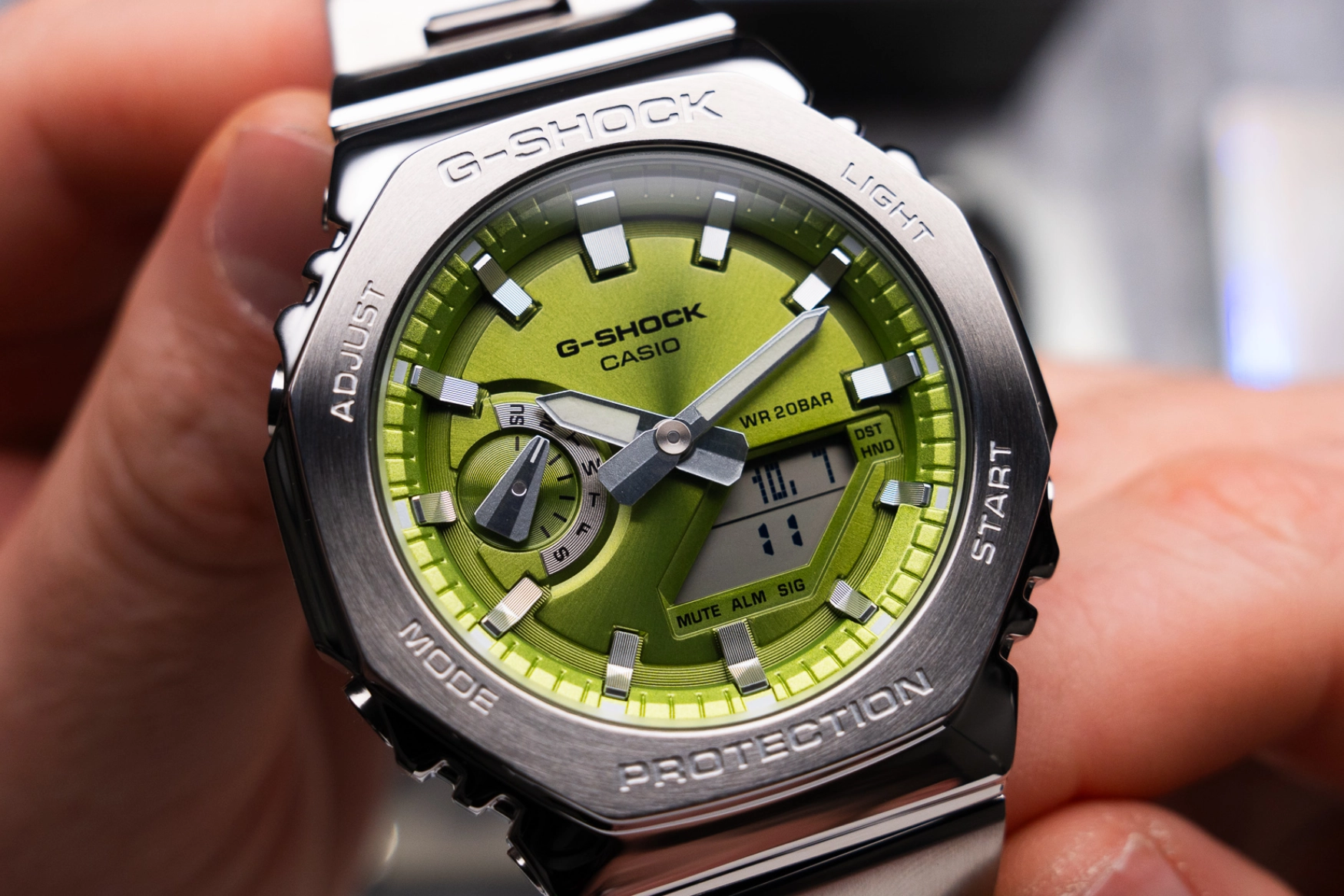 Casio G Shock G Steel Metal Covered GM 2100D CasiOak lime green