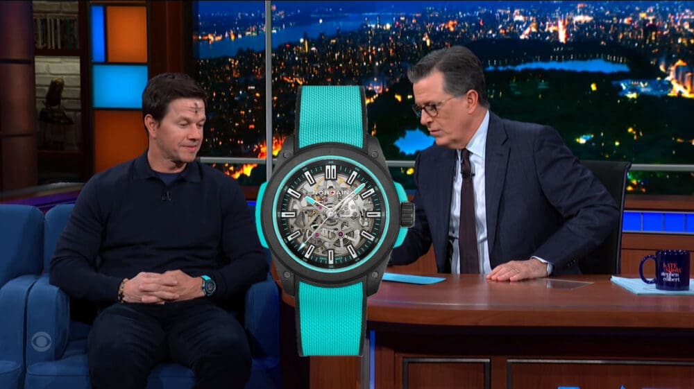 Mark Wahlberg wore his new Norqain Wild One on the Late Show with Stephen Colbert