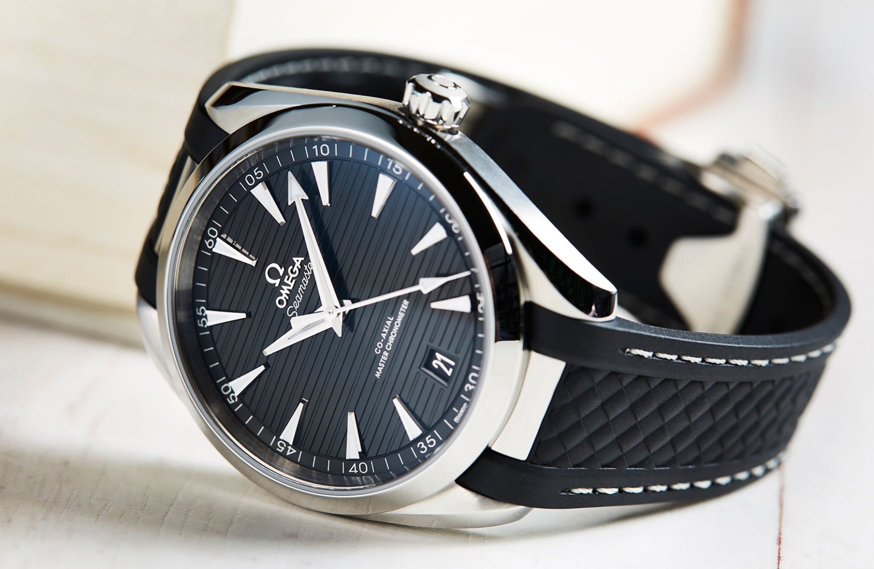 omega seamaster aqua terra black teak dial rubber strap