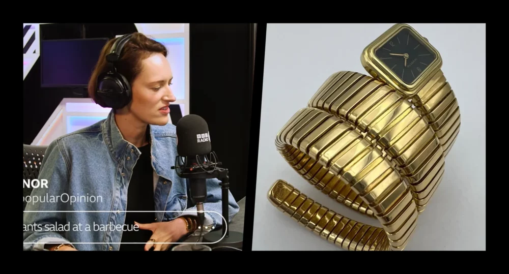 Phoebe Waller-Bridge wears vintage Bulgari Serpenti Tubogas during BBC “Unpopular Opinions” segment