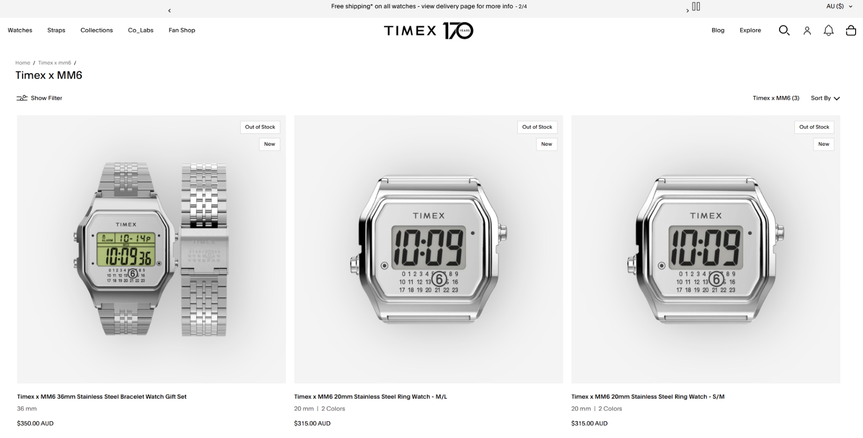 timex mm6 sold out